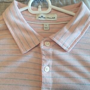 PETER MILLAR SZ: Large Color: Pink/W light Blue Stripes, Condition: Good